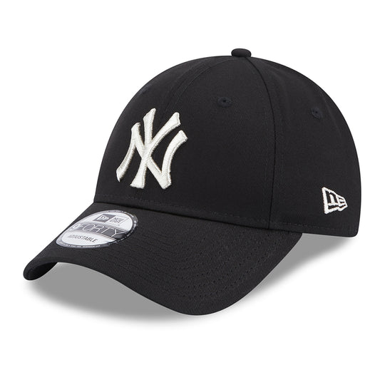 New Era Damen 9FORTY New York Yankees Baseball Cap - MLB Metallic Logo - Schwarz-Silber