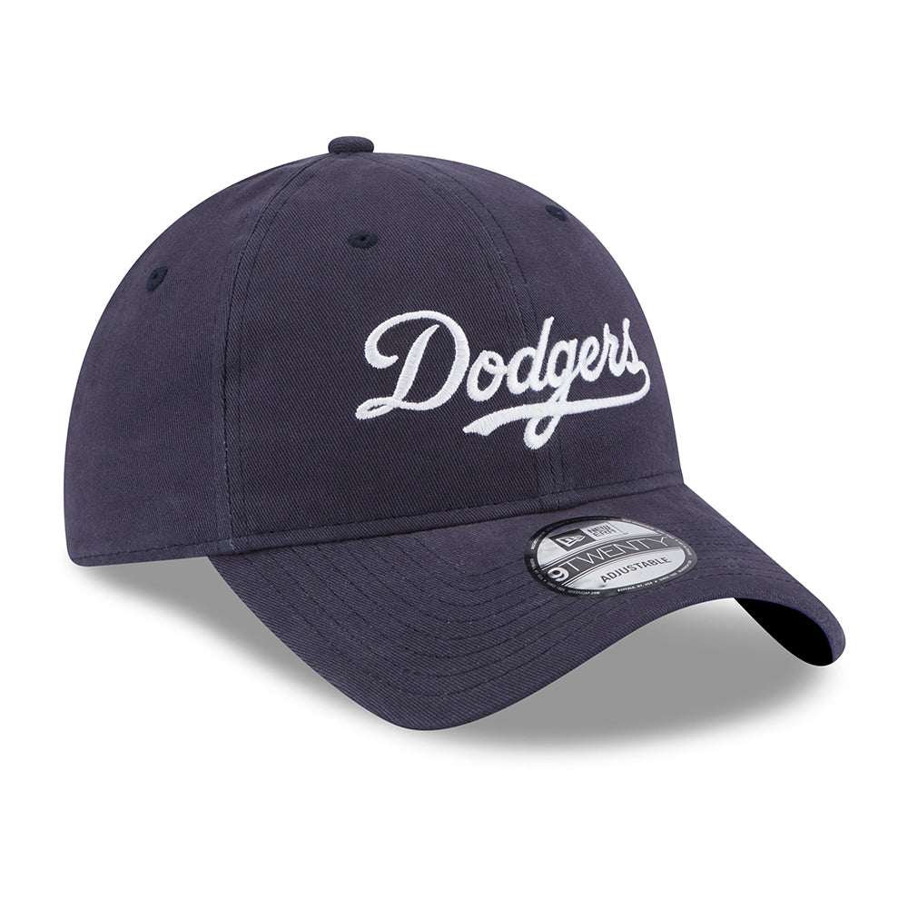New Era 9TWENTY L.A. Dodgers Baseball Cap - MLB Team Script - Marineblau-Weiß