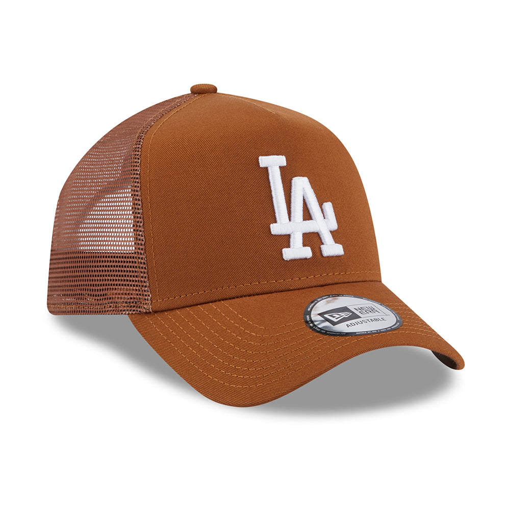 New Era A-Frame L.A. Dodgers Trucker Cap - MLB League Essential II - Toffee-Weiß