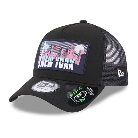 New Era A-Frame New York Trucker Cap - License Plate - Schwarz