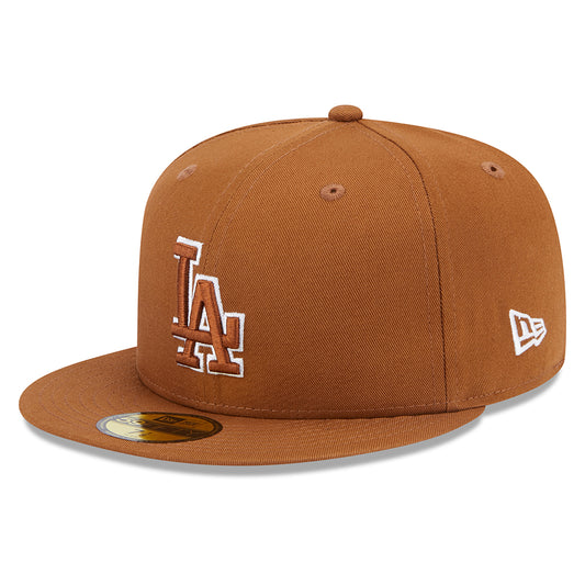 New Era 59FIFTY L.A. Dodgers Baseball Cap - MLB Team Outline - Toffee-Weiß