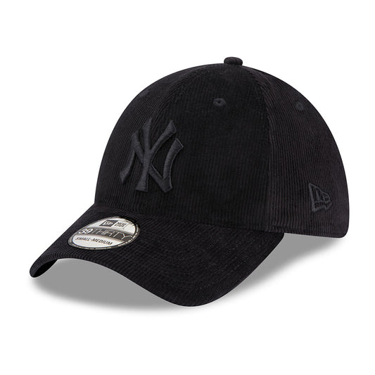 New Era 39THIRTY New York Yankees Baseball Cap - MLB Cord - Schwarz auf Schwarz