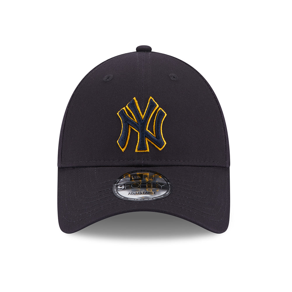 New Era 9FORTY New York Yankees Baseball Cap - MLB Team Outline - Marineblau-Gelb
