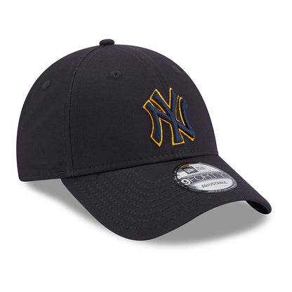 New Era 9FORTY New York Yankees Baseball Cap - MLB Team Outline - Marineblau-Gelb