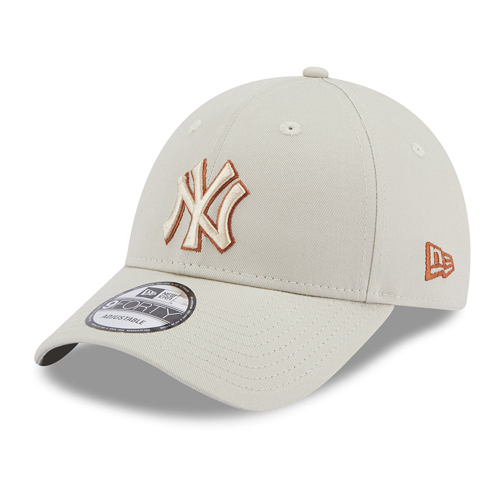 New Era 9FORTY New York Yankees Baseball Cap - MLB Team Outline - Steingrau-Toffee