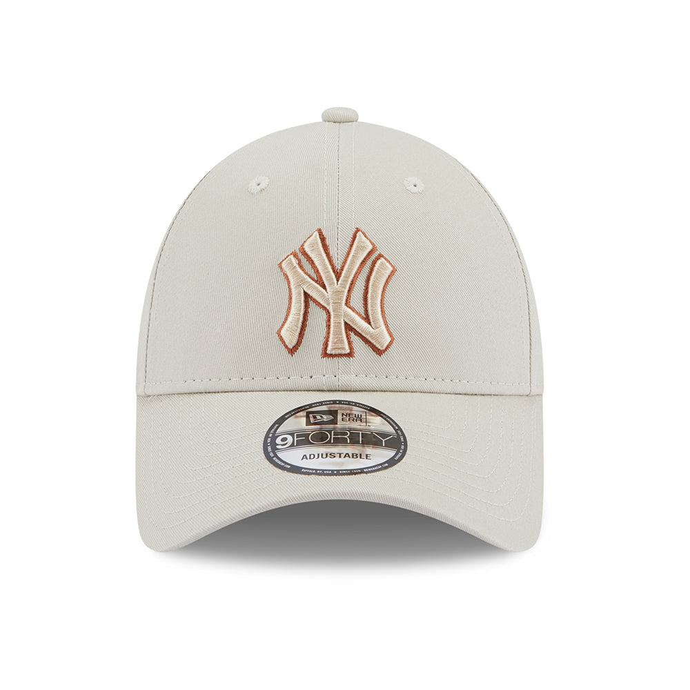 New Era 9FORTY New York Yankees Baseball Cap - MLB Team Outline - Steingrau-Toffee