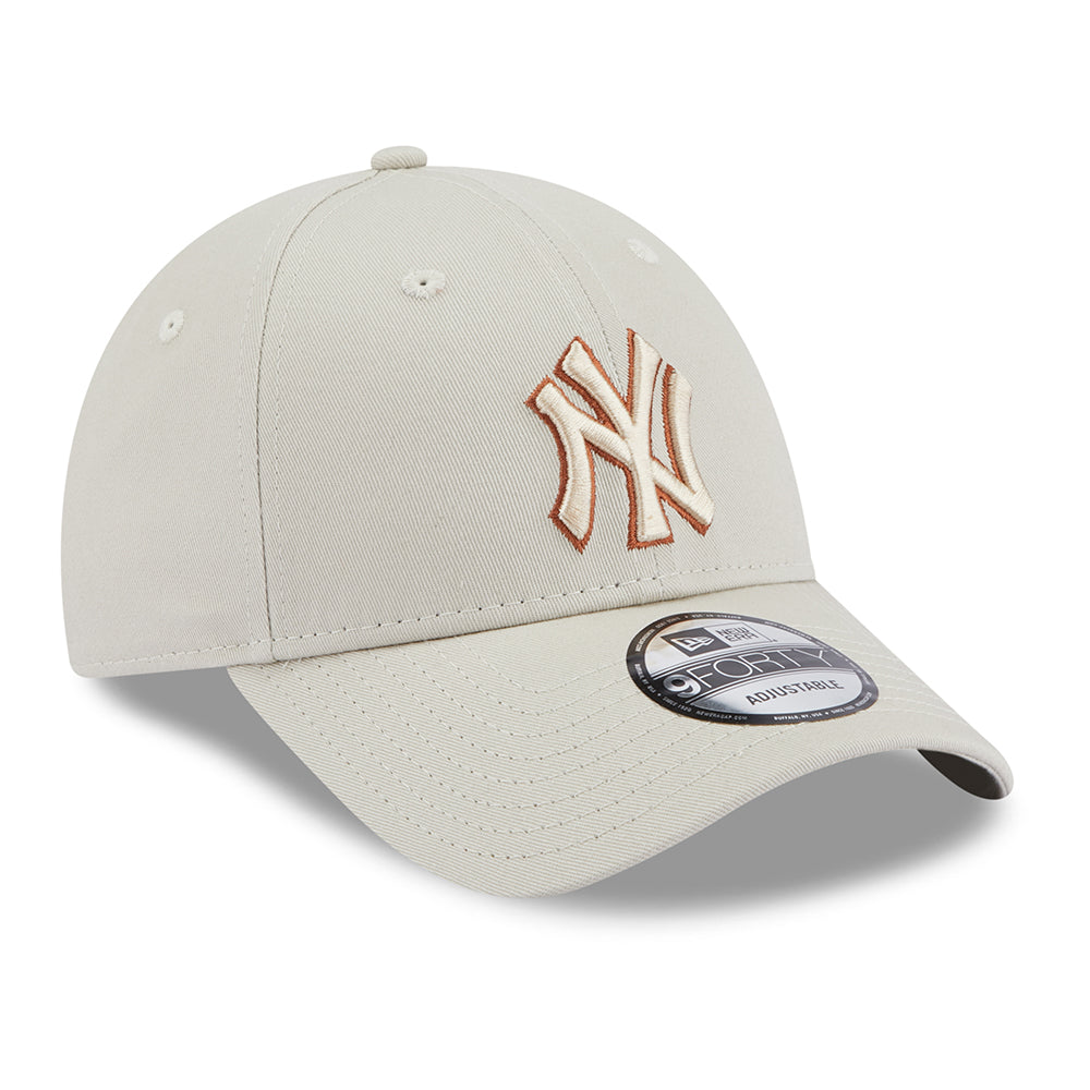 New Era 9FORTY New York Yankees Baseball Cap - MLB Team Outline - Steingrau-Toffee