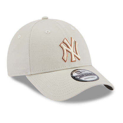 New Era 9FORTY New York Yankees Baseball Cap - MLB Team Outline - Steingrau-Toffee