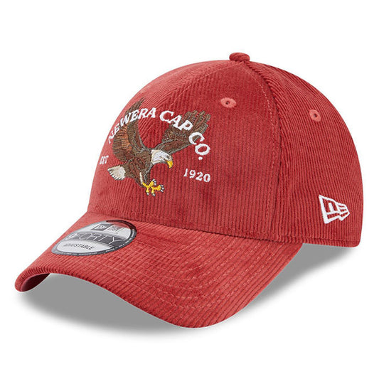 New Era 9FORTY Eagle Baseball Cap - NE Cord - Verwaschenes Rot