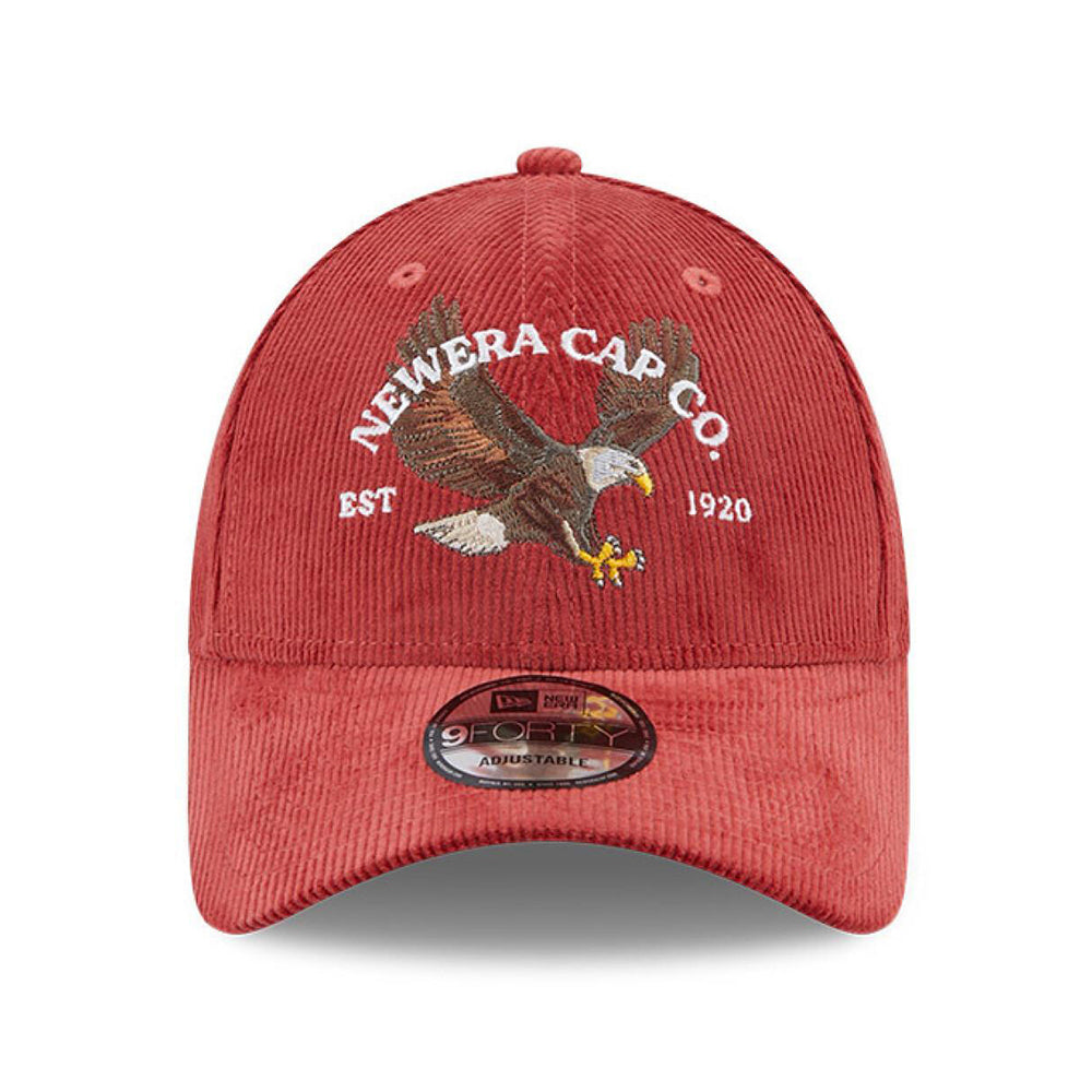 New Era 9FORTY Eagle Baseball Cap - NE Cord - Verwaschenes Rot