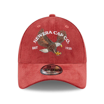 New Era 9FORTY Eagle Baseball Cap - NE Cord - Verwaschenes Rot