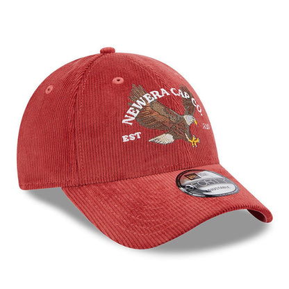 New Era 9FORTY Eagle Baseball Cap - NE Cord - Verwaschenes Rot