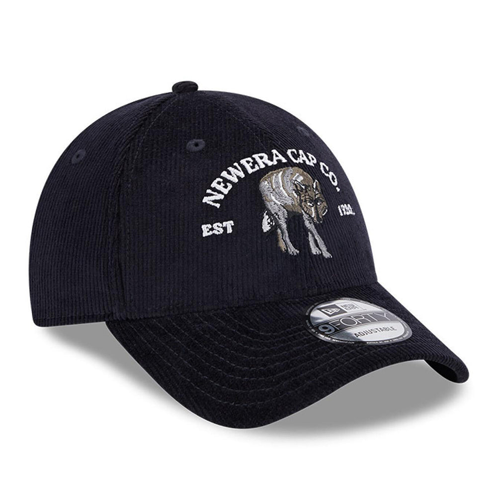 New Era 9FORTY Wolf Baseball Cap - NE Cord - Marineblau