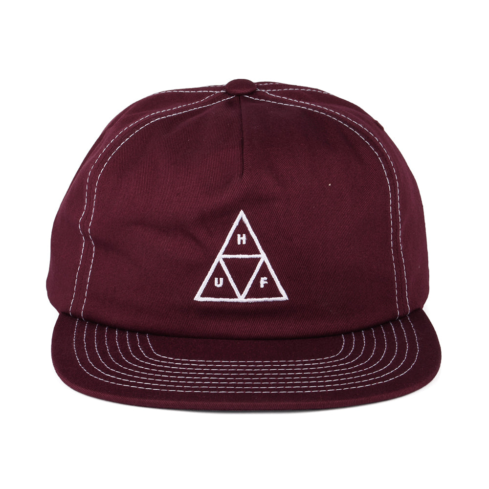 HUF Triple Triangle Unstrukturierte Snapback Cap - Beerenfarben-Weiß