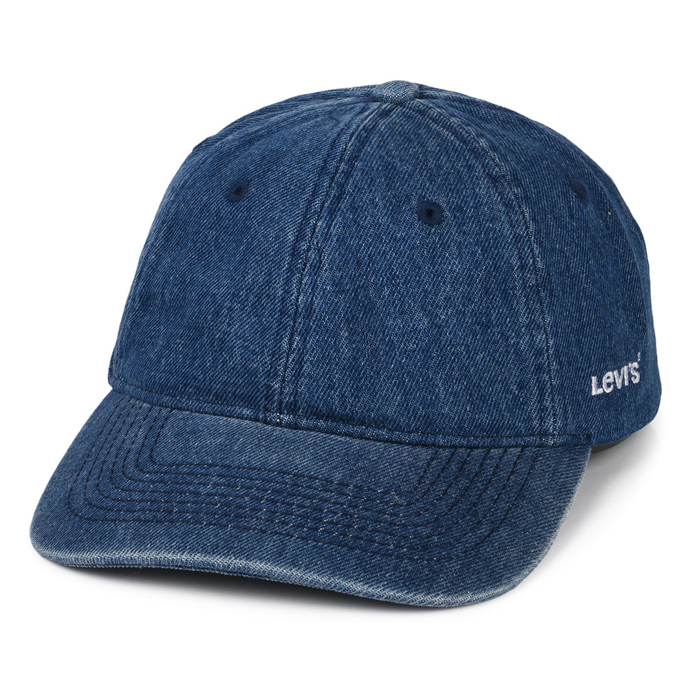 Levi's Essential Denim Baseball Cap mit leerem Etikett - Blau
