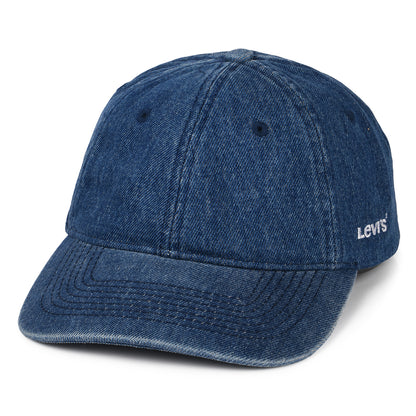 Levi's Essential Denim Baseball Cap mit leerem Etikett - Blau