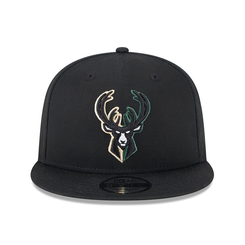 New Era 9FIFTY Milwaukee Bucks Snapback Cap - NBA Split Logo - Schwarz