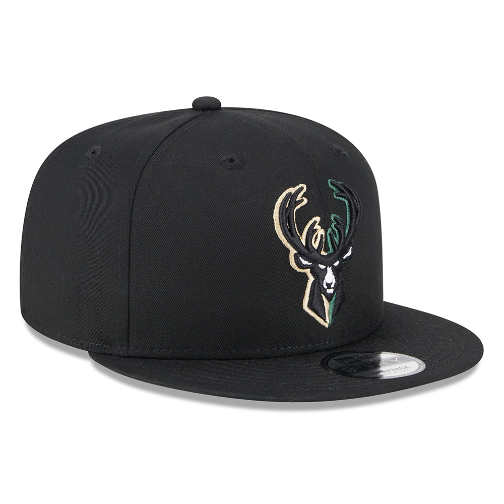 New Era 9FIFTY Milwaukee Bucks Snapback Cap - NBA Split Logo - Schwarz