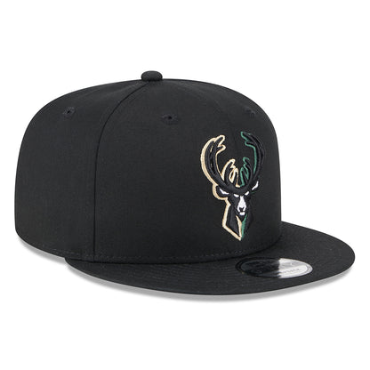 New Era 9FIFTY Milwaukee Bucks Snapback Cap - NBA Split Logo - Schwarz