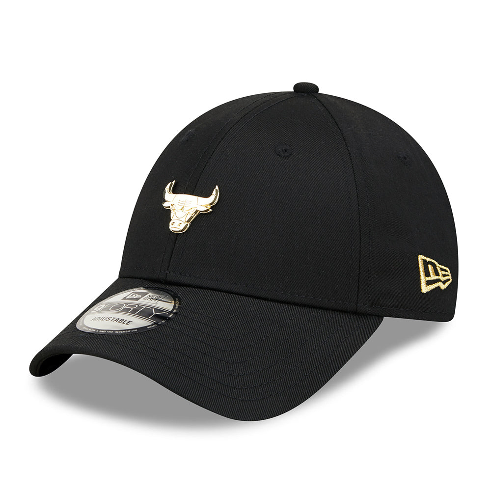 New Era 9FORTY Chicago Bulls Baseball Cap - NBA Pin - Schwarz