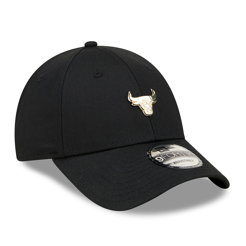 New Era 9FORTY Chicago Bulls Baseball Cap - NBA Pin - Schwarz