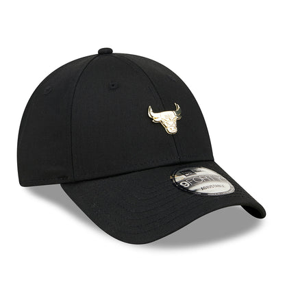 New Era 9FORTY Chicago Bulls Baseball Cap - NBA Pin - Schwarz
