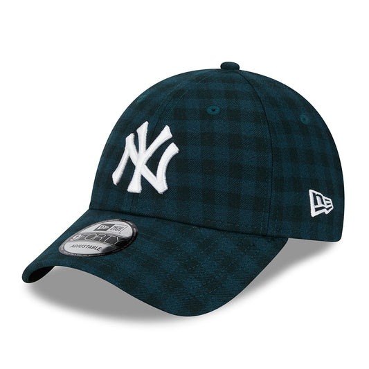 New Era 9FORTY New York Yankees Baseball Cap - MLB Flannel - Dunkelgrün-Weiß