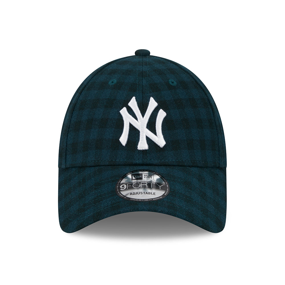 New Era 9FORTY New York Yankees Baseball Cap - MLB Flannel - Dunkelgrün-Weiß