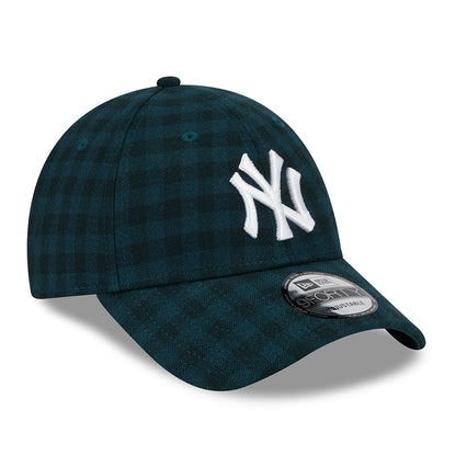 New Era 9FORTY New York Yankees Baseball Cap - MLB Flannel - Dunkelgrün-Weiß