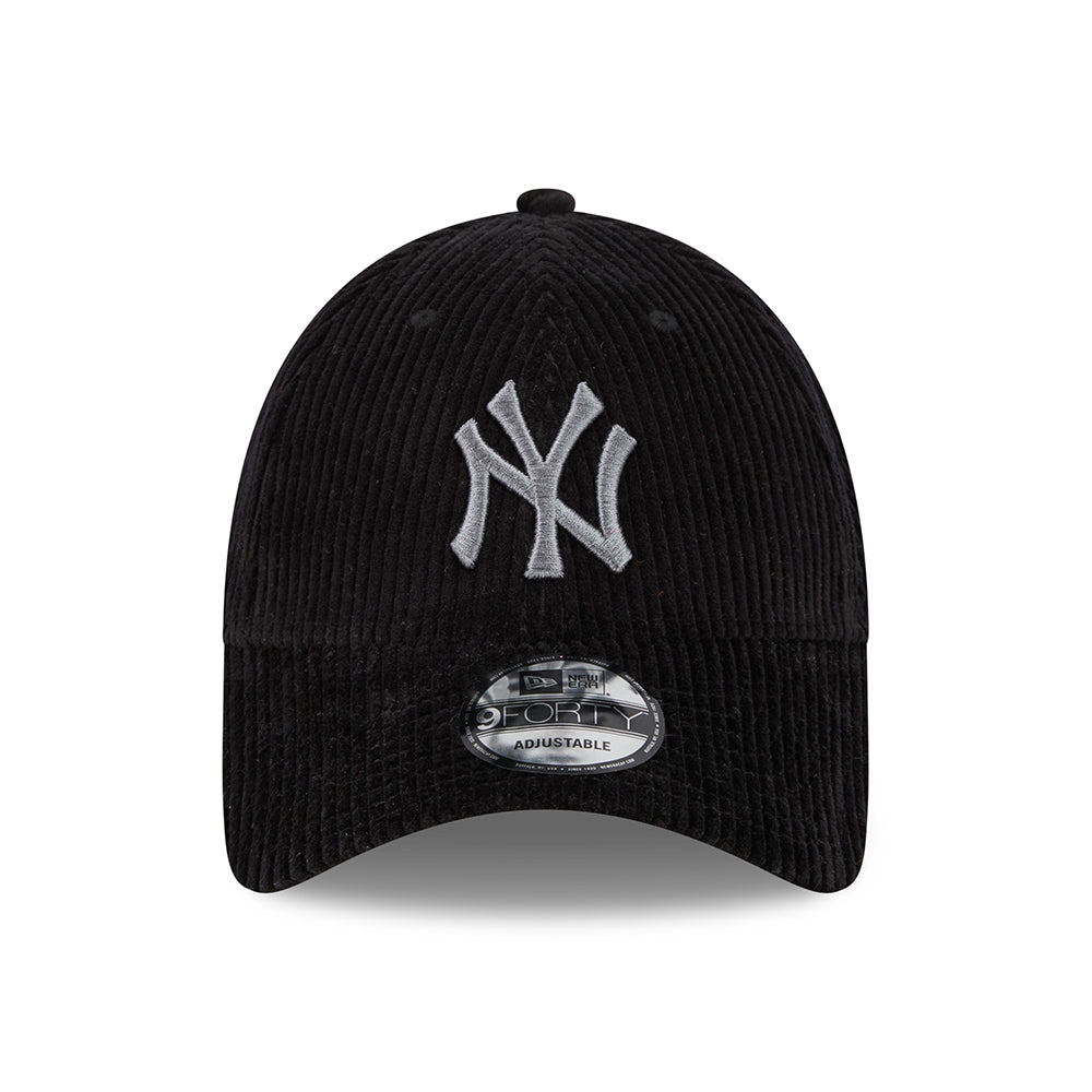 New Era 9FORTY New York Yankees Baseball Cap MLB Wide Cord - Schwarz-Grau