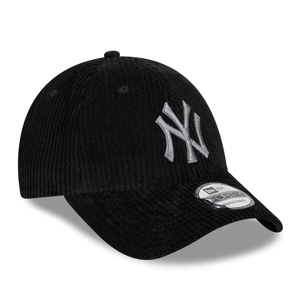 New Era 9FORTY New York Yankees Baseball Cap MLB Wide Cord - Schwarz-Grau