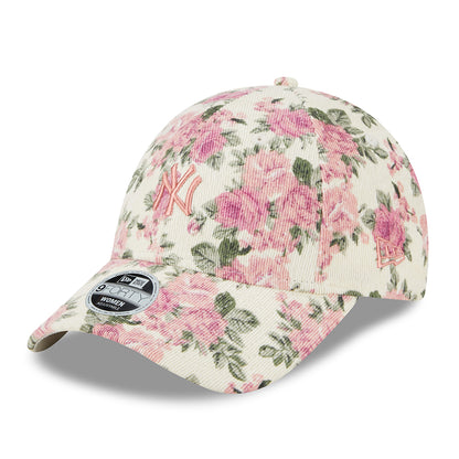 New Era Damen 9FORTY New York Yankees Baseball Cap - MLB Floral Cord - Steingrau-Rosa