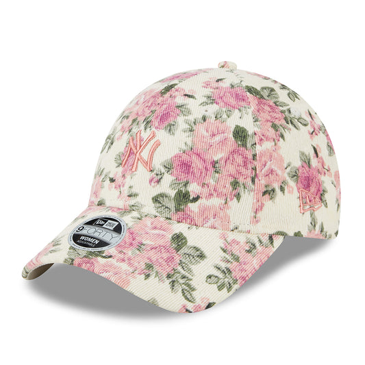 New Era Damen 9FORTY New York Yankees Baseball Cap - MLB Floral Cord - Steingrau-Rosa