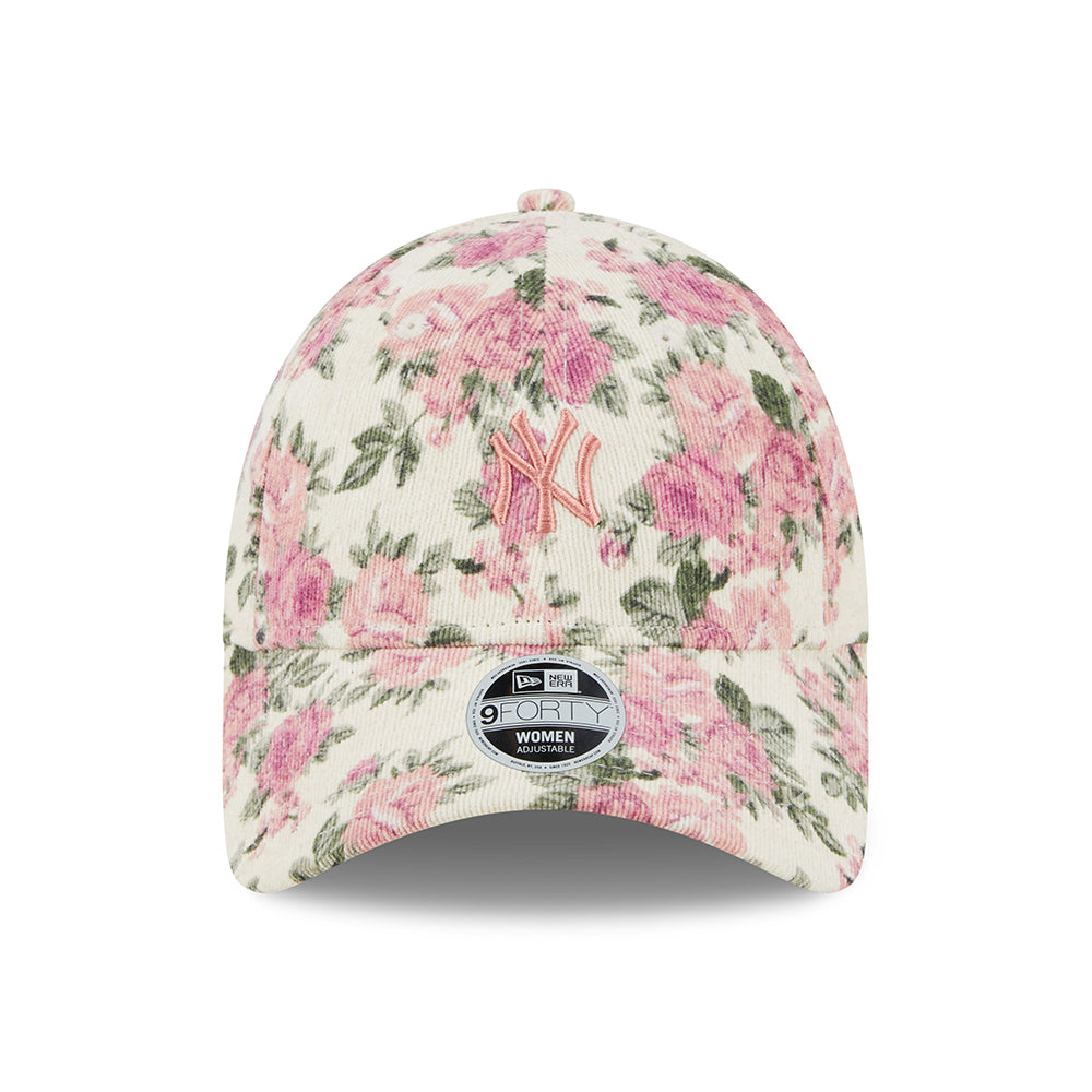 New Era Damen 9FORTY New York Yankees Baseball Cap - MLB Floral Cord - Steingrau-Rosa