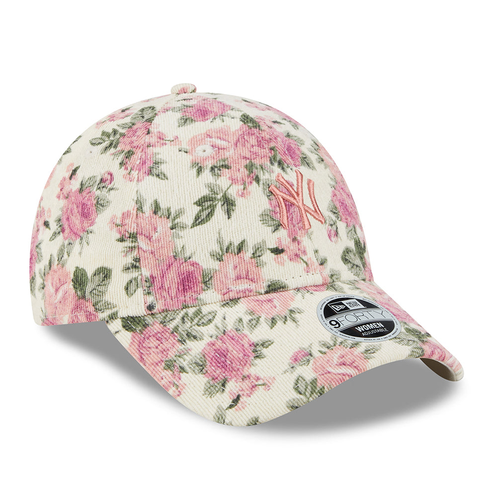 New Era Damen 9FORTY New York Yankees Baseball Cap - MLB Floral Cord - Steingrau-Rosa