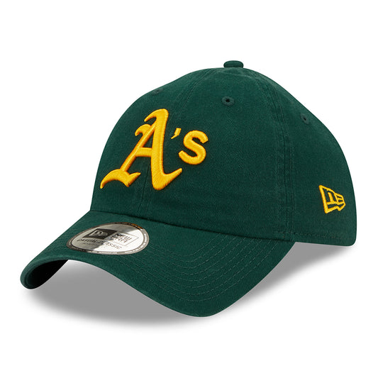 New Era 9TWENTY Oakland Athletics Baseball Cap - MLB League Essential II - Dunkelgrün-Gelb