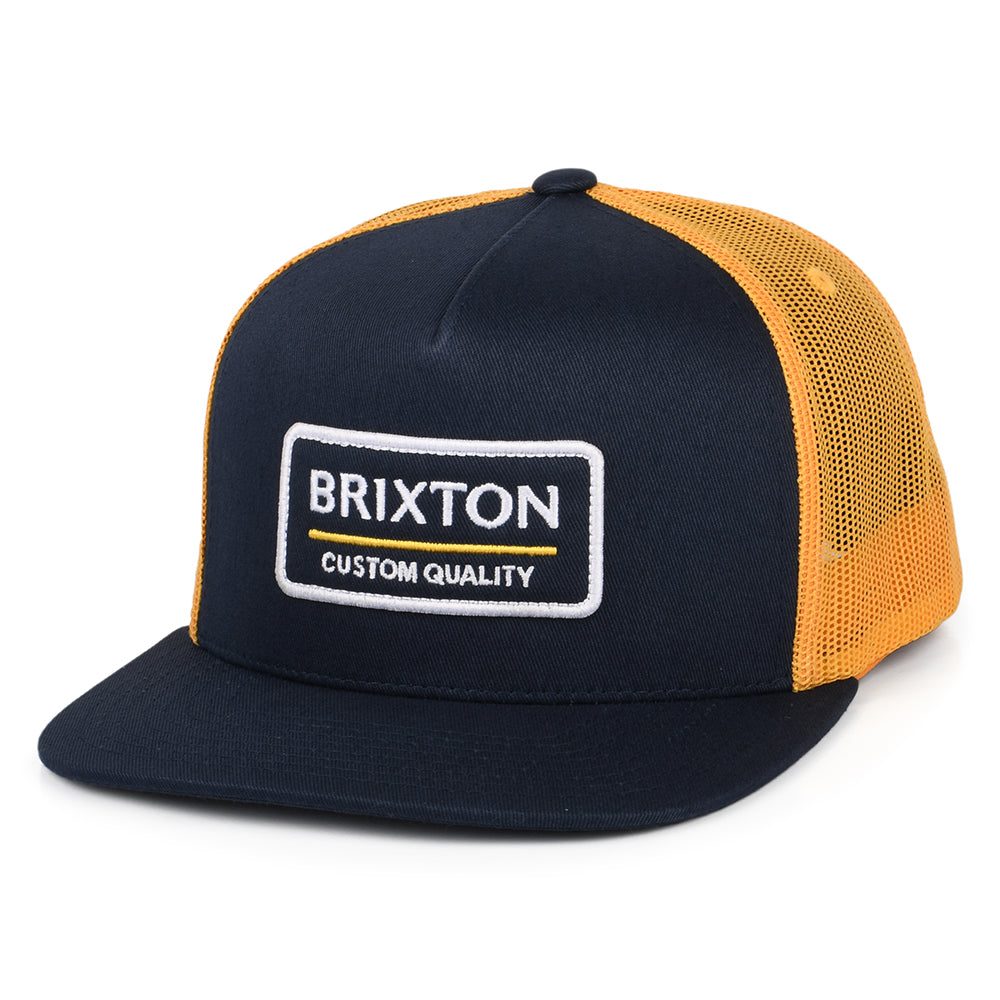 Brixton Palmer Proper MP Trucker Cap - Verwaschenes Marineblau-Gelb