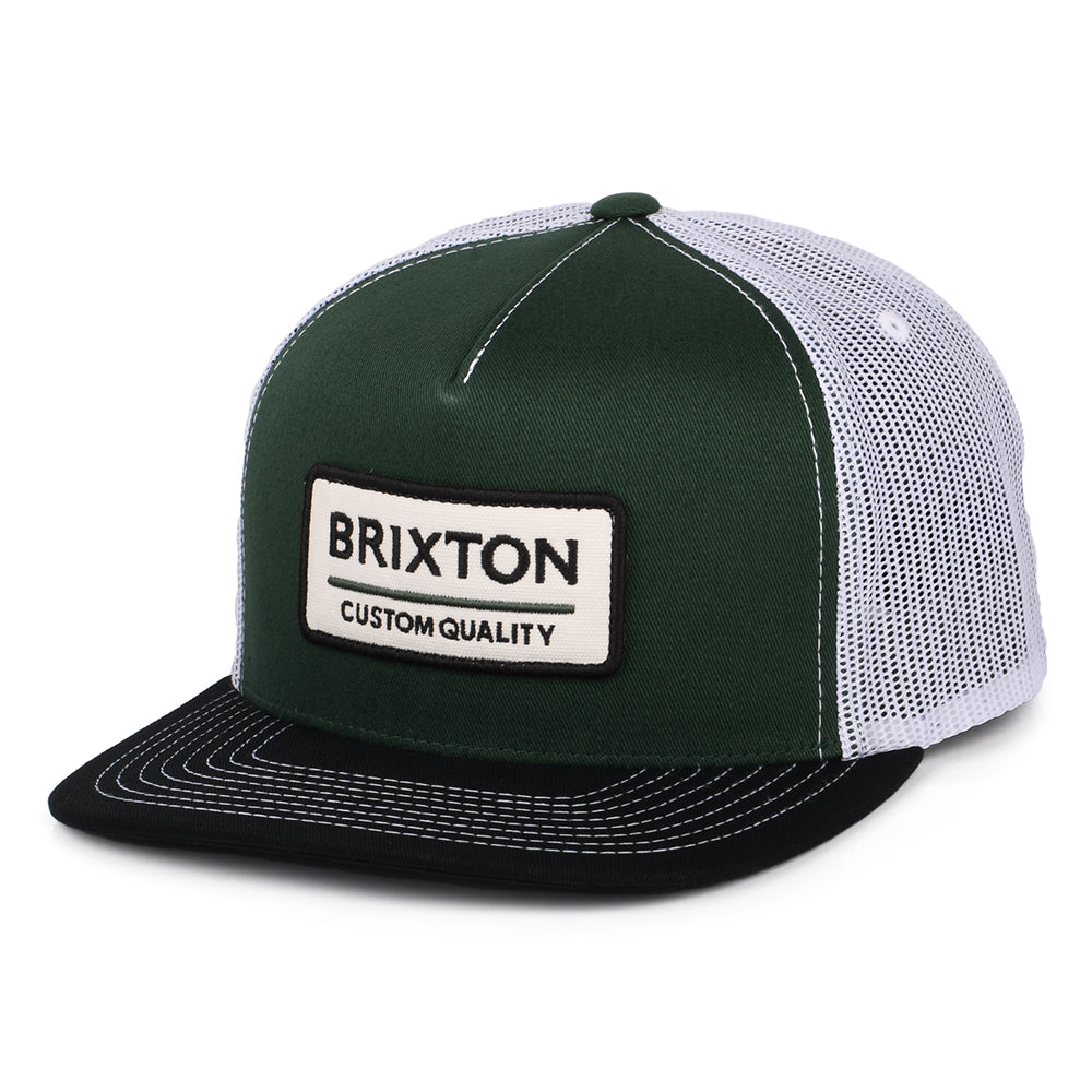 Brixton Palmer Proper MP Trucker Cap - Grün-Verwaschenes Schwarz-Weiß