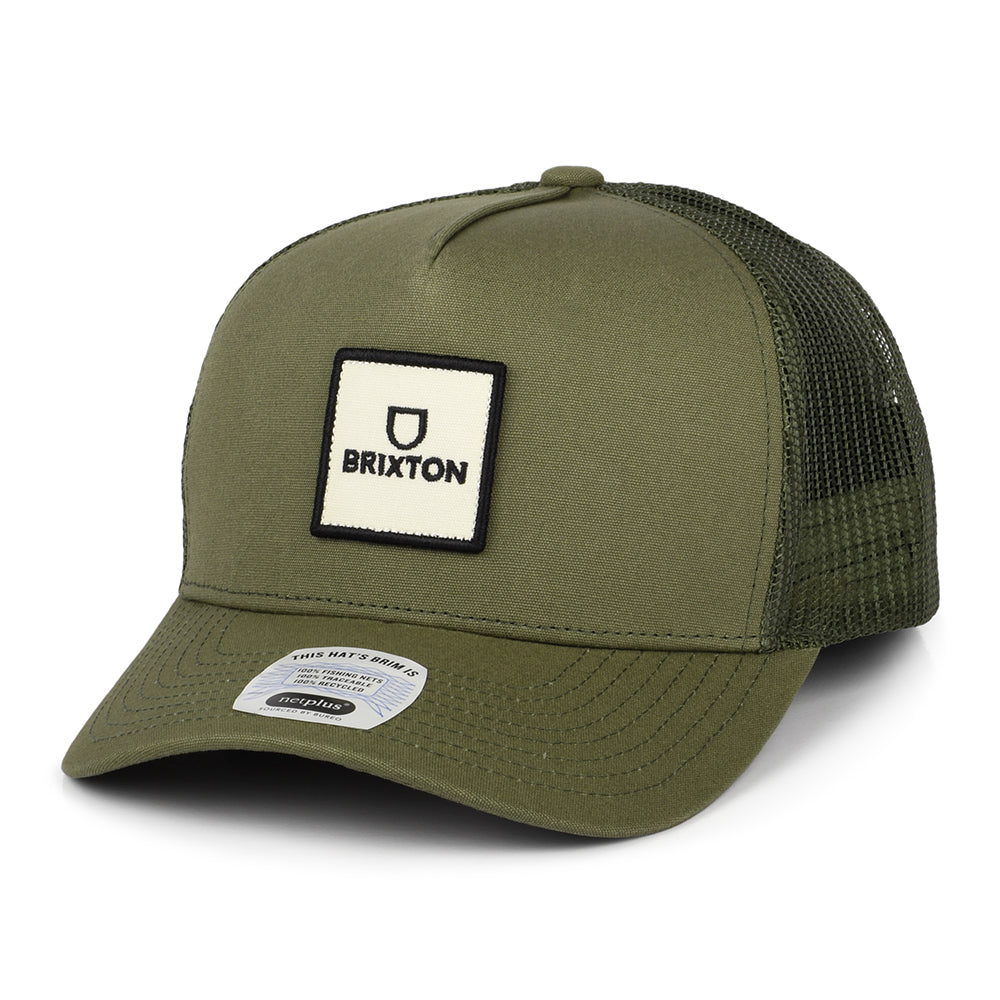 Brixton Alpha Block NetPlus MP Trucker Cap - Olivgrün