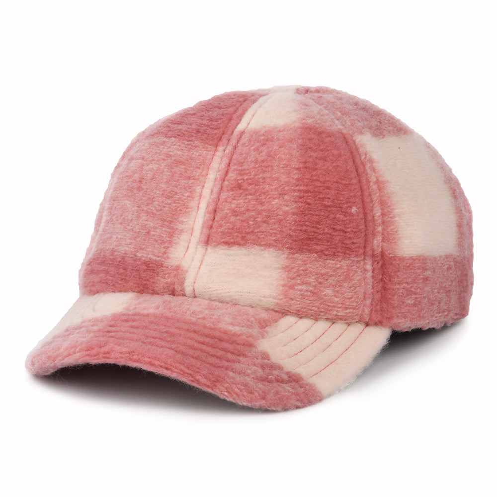 Seeberger Winter Baseball Cap Kariert aus Wollmischung - Rosa-Cremeweiß