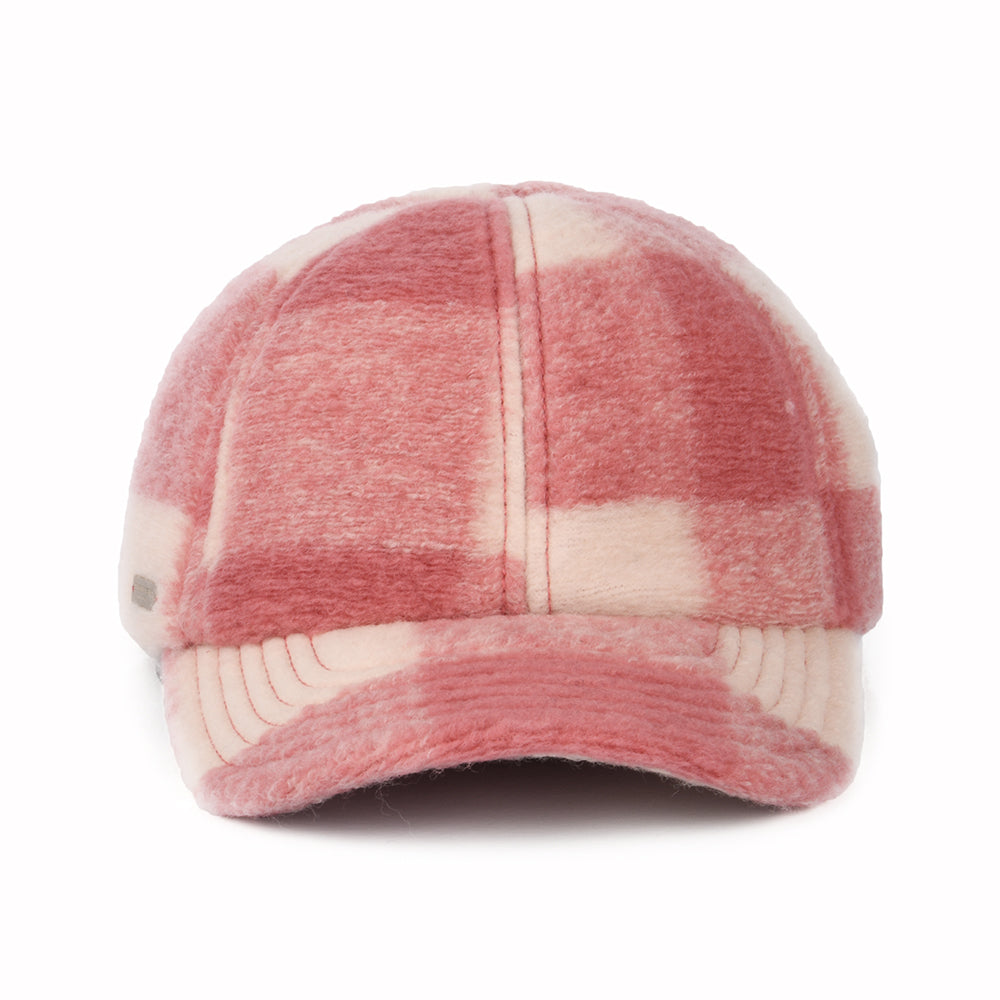Seeberger Winter Baseball Cap Kariert aus Wollmischung - Rosa-Cremeweiß