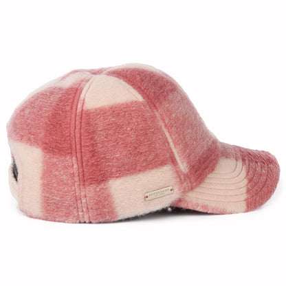 Seeberger Winter Baseball Cap Kariert aus Wollmischung - Rosa-Cremeweiß