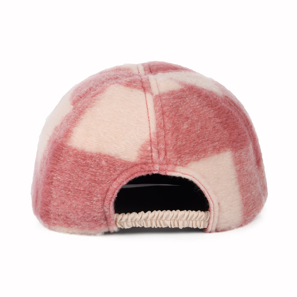 Seeberger Winter Baseball Cap Kariert aus Wollmischung - Rosa-Cremeweiß