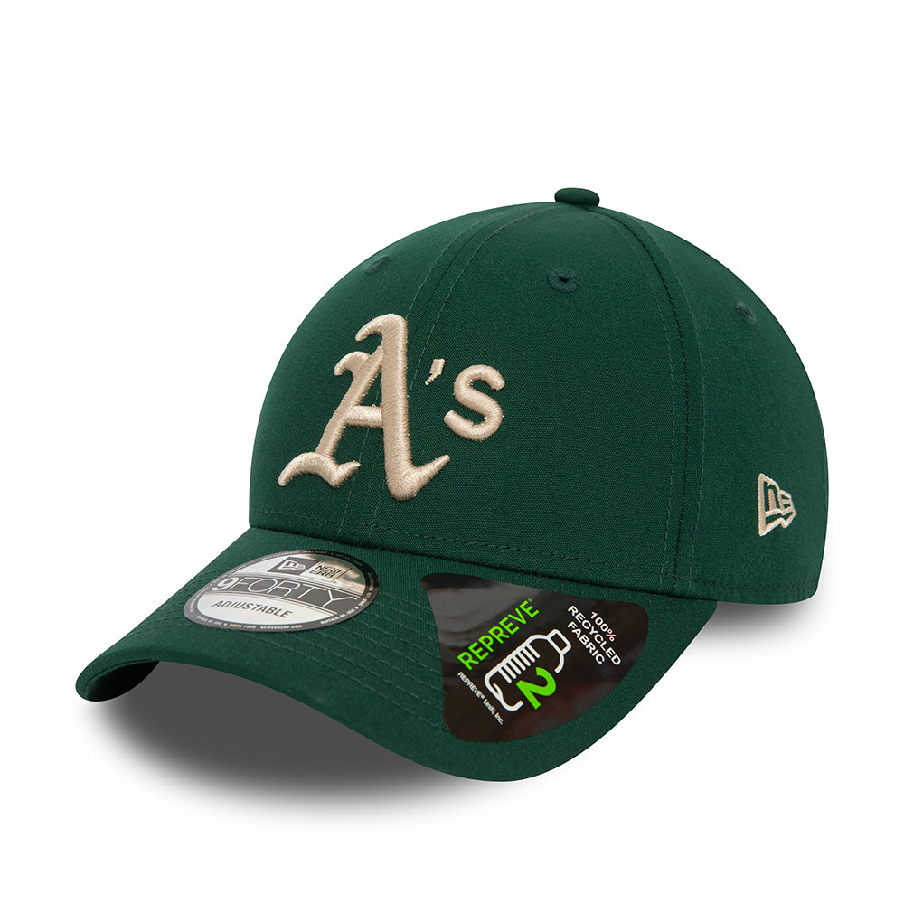 New Era 9FORTY Oakland Athletics Baseball Cap - MLB Repreve - Dunkelgrün-Steingrau