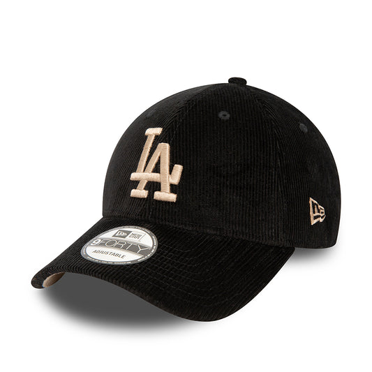 New Era 9FORTY L.A. Dodgers Baseball Cap - MLB Cord - Schwarz-Hellbraun
