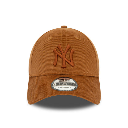New Era 9FORTY New York Yankees Baseball Cap - MLB Cord - Toffee