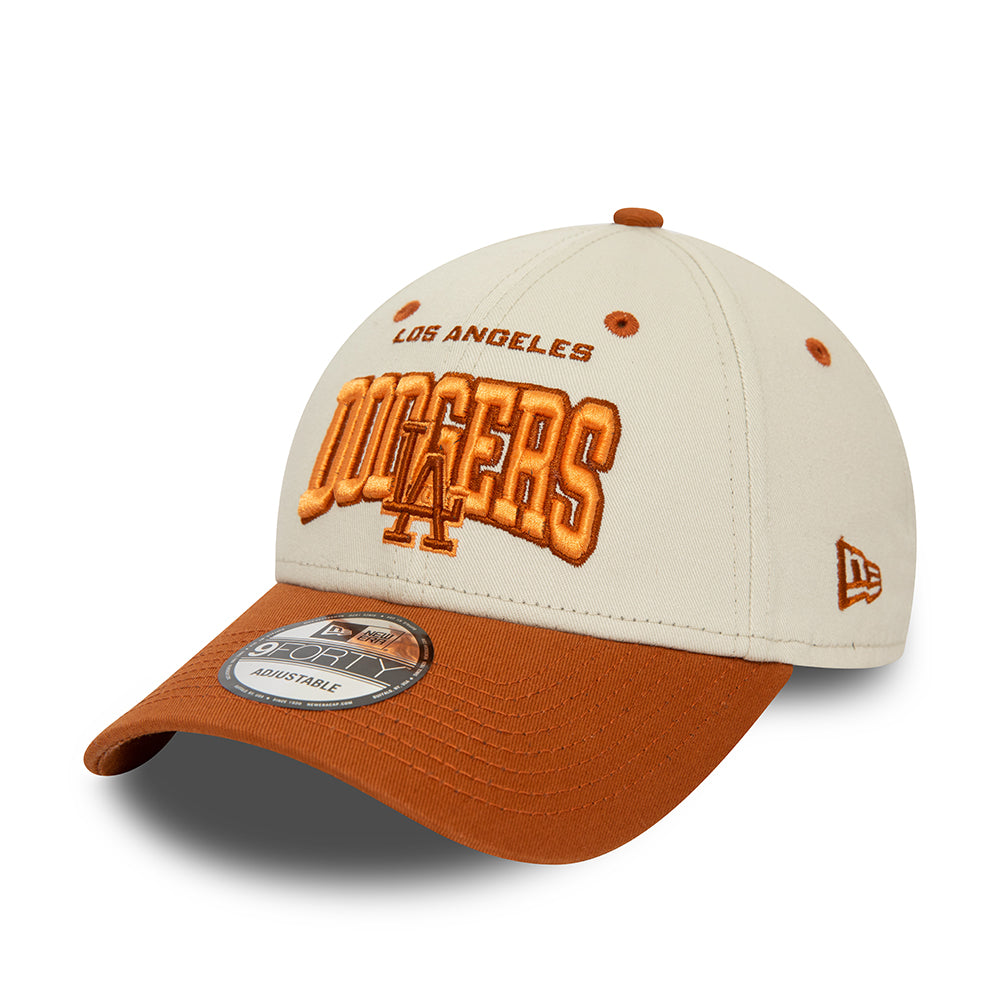 New Era 9FORTY L.A. Dodgers Baseball Cap - MLB White Crown - Elfenbein-Rostrot