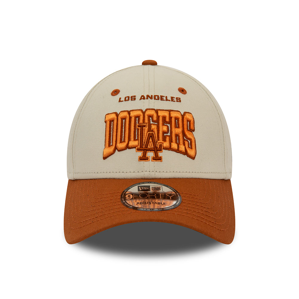 New Era 9FORTY L.A. Dodgers Baseball Cap - MLB White Crown - Elfenbein-Rostrot