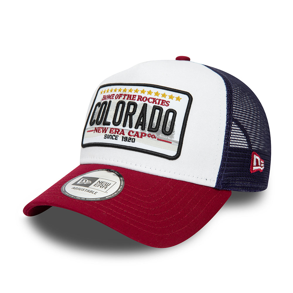 New Era A-Frame Colorado Trucker Cap - Patch - Weiß-Kardinalrot-Marineblau