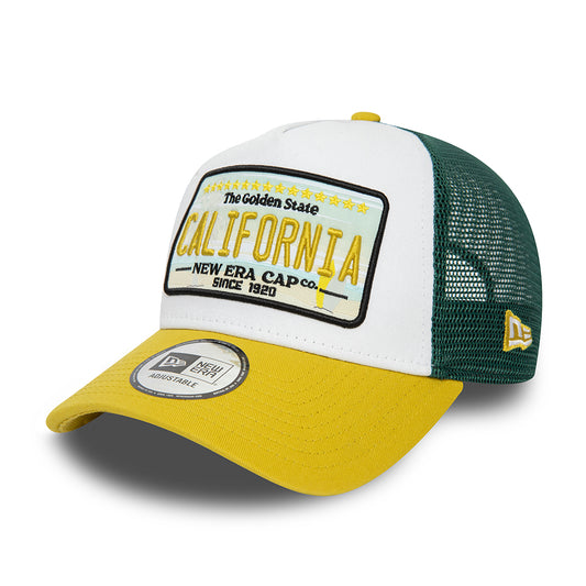 New Era A-Frame California Trucker Cap - Patch - Weiß-Gelb-Dunkelgrün